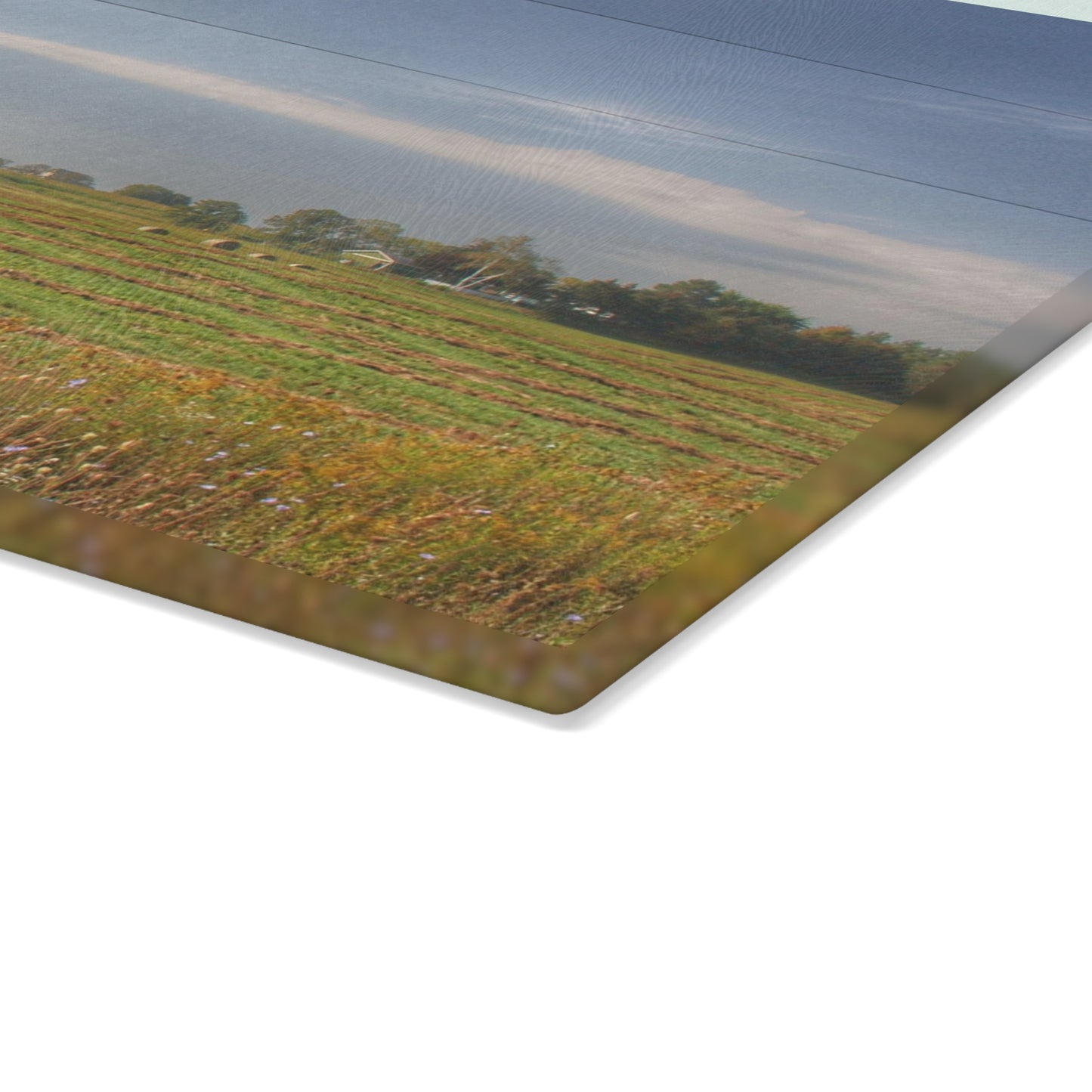 U R There Photography Farm Across the Field Rustic Farmhouse Tempered-Glass Cutting Board