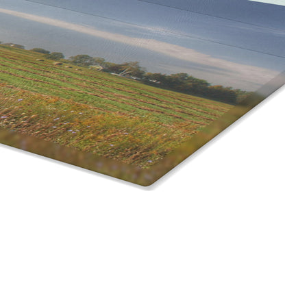 U R There Photography Farm Across the Field Rustic Farmhouse Tempered-Glass Cutting Board