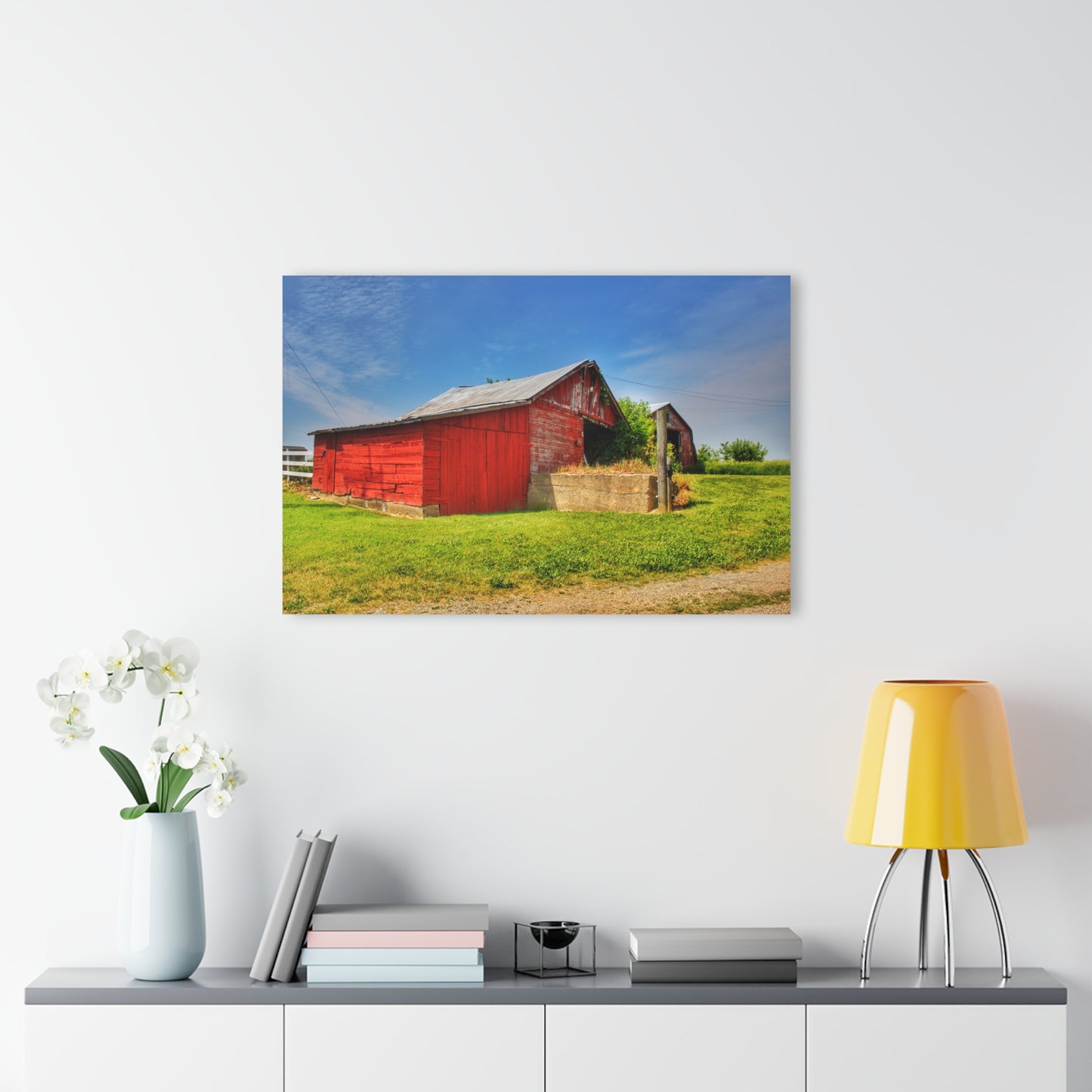 U R There Photography Marlette Road Saltbox Red Rustic Farmhouse Acrylic Wall Print