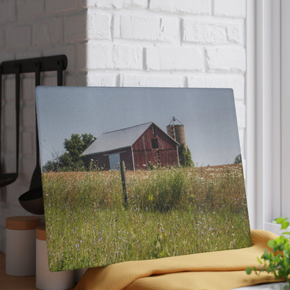 U R There Photography North Lake Pleasant Little Red Rustic Farmhouse Tempered-Glass Cutting Board