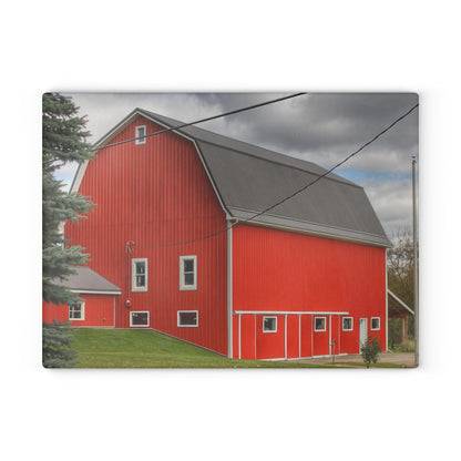 U R There Photography Connell Road Modern Red Rustic Farmhouse Tempered-Glass Cutting Board