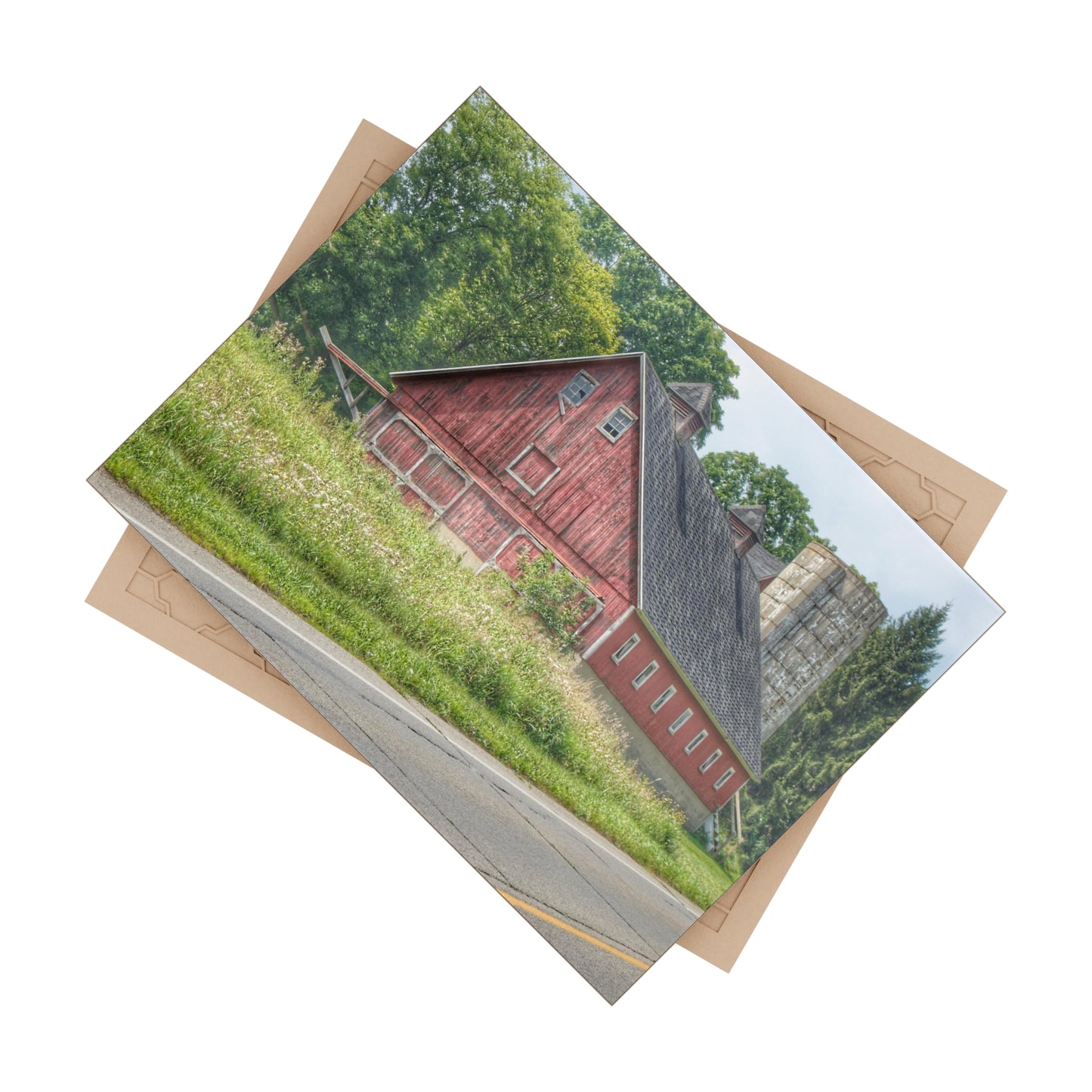 U R There Photography Metamora Red I Rustic Farmhouse Decorative Ceramic Tile