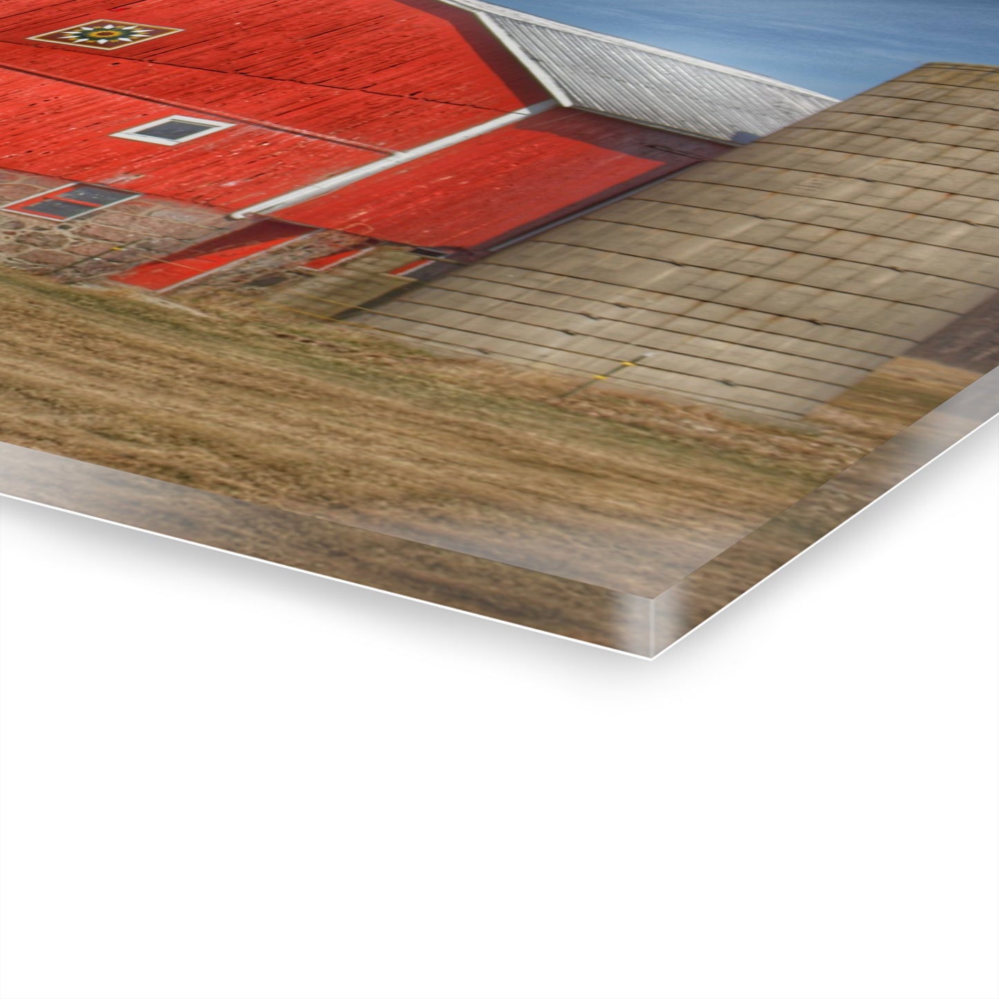 U R There Photography West Brown Road Quilted Red Rustic Farmhouse Acrylic Wall Print