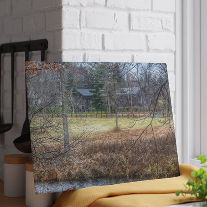 U R There Photography Brewer Road Hidden Grey Rustic Farmhouse Tempered-Glass Cutting Board