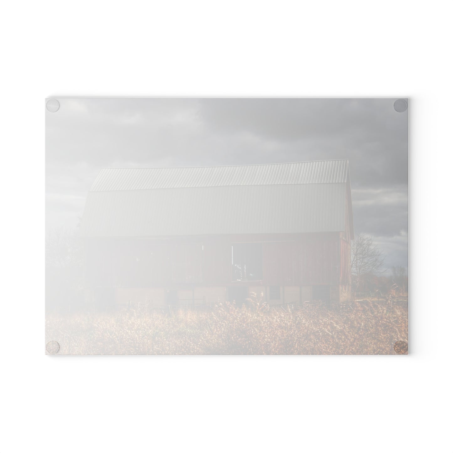 U R There Photography Booth Road Cow Barn I Rustic Farmhouse Tempered-Glass Cutting Board