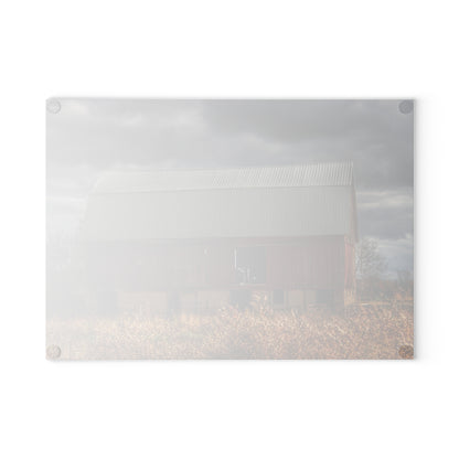 U R There Photography Booth Road Cow Barn I Rustic Farmhouse Tempered-Glass Cutting Board