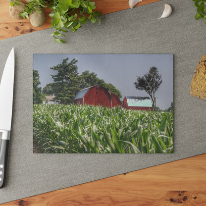 U R There Photography Shoemaker Reds Rustic Farmhouse Tempered-Glass Cutting Board