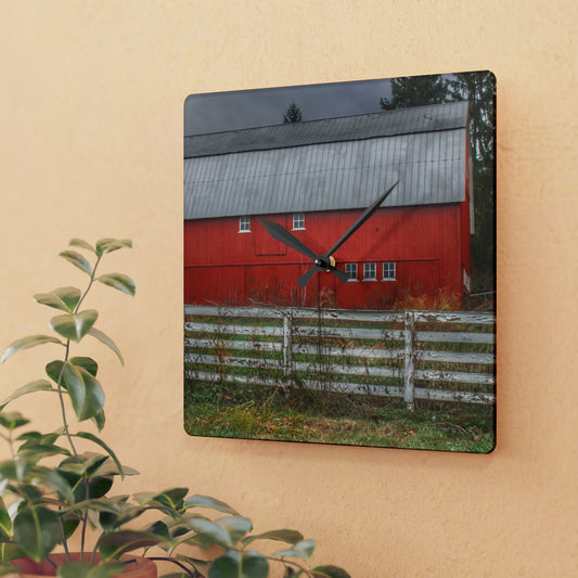 Rustic Farmhouse Wall Clock featuring Corralled Red
