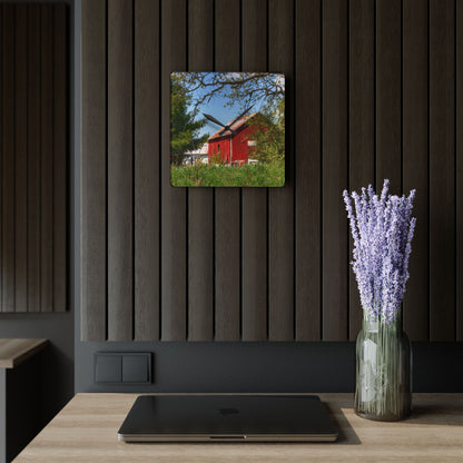 U R There Photography Bronson Lake Road Barn at the Bend Rustic Farmhouse Acrylic Analog Wall Clock