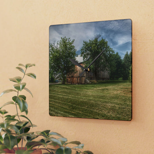 U R There Photography Thistle Valley Weathered Grey Rustic Farmhouse Acrylic Analog Wall Clock