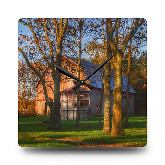 Hunters Creek Hidden Red Rustic Farmhouse Acrylic Analog Wall Clock 10.75'' × 10.75'' (Square)