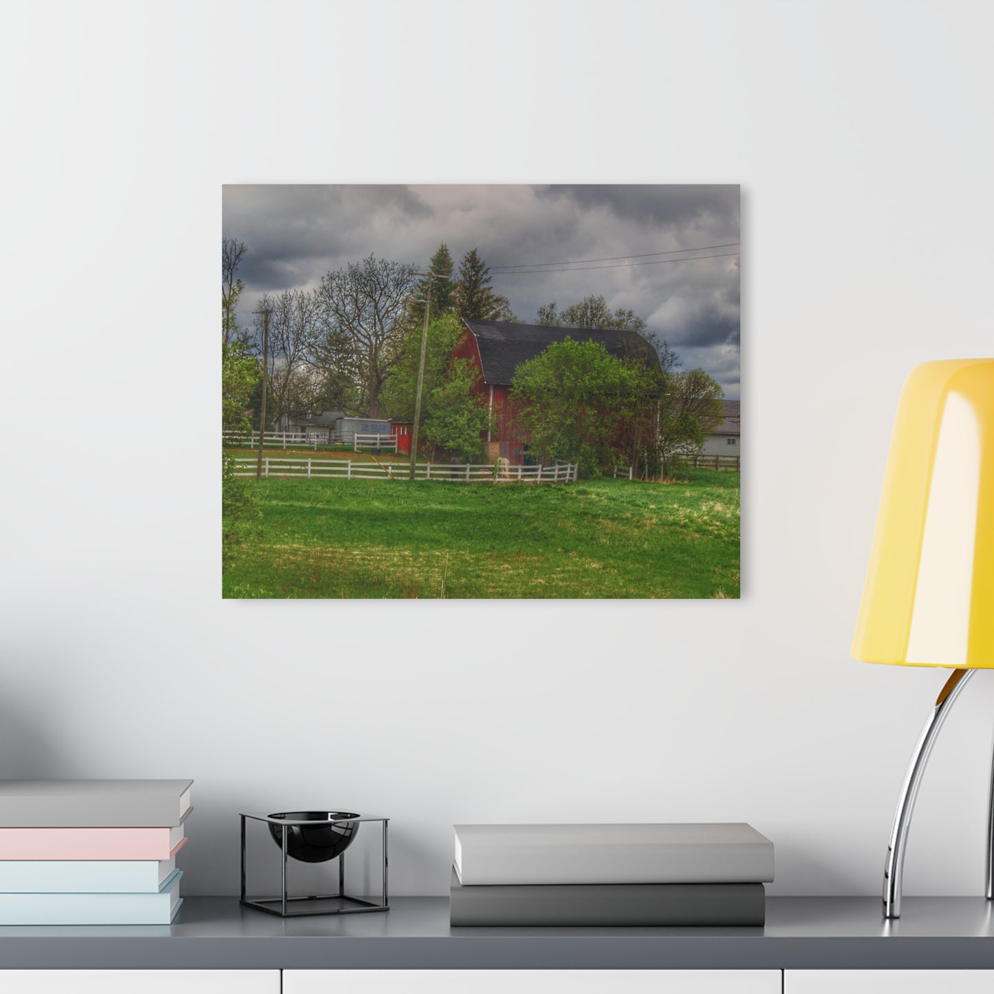 U R There Photography Hassler Lake Hidden Red Rustic Farmhouse Acrylic Wall Print