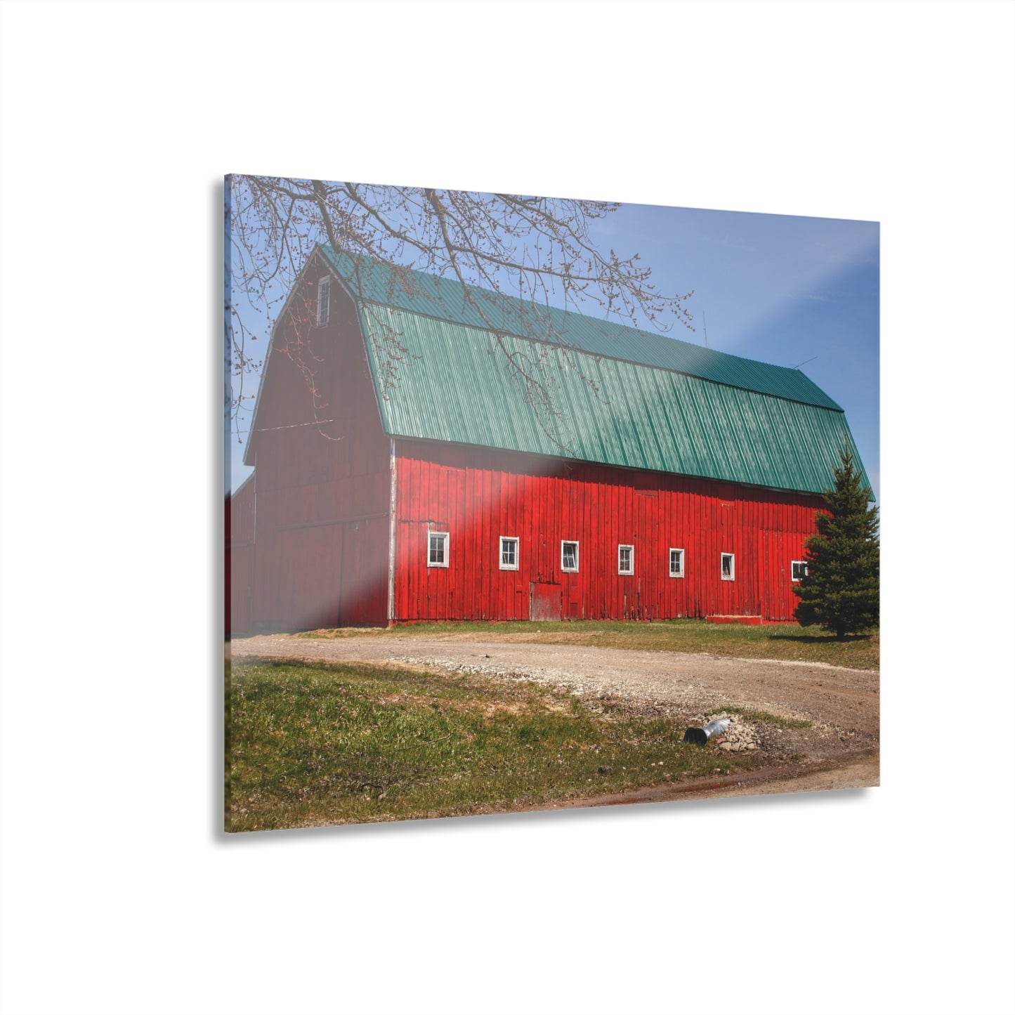 U R There Photography Perry Road Red Rustic Farmhouse Acrylic Wall Print