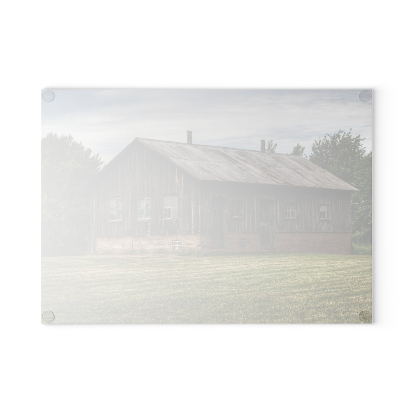 U R There Photography West Tuscola Road Grey Shack I Rustic Farmhouse Tempered-Glass Cutting Board