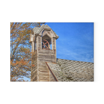 U R There Photography Schoolhouse of Marlette Road II Rustic Farmhouse Tempered-Glass Cutting Board