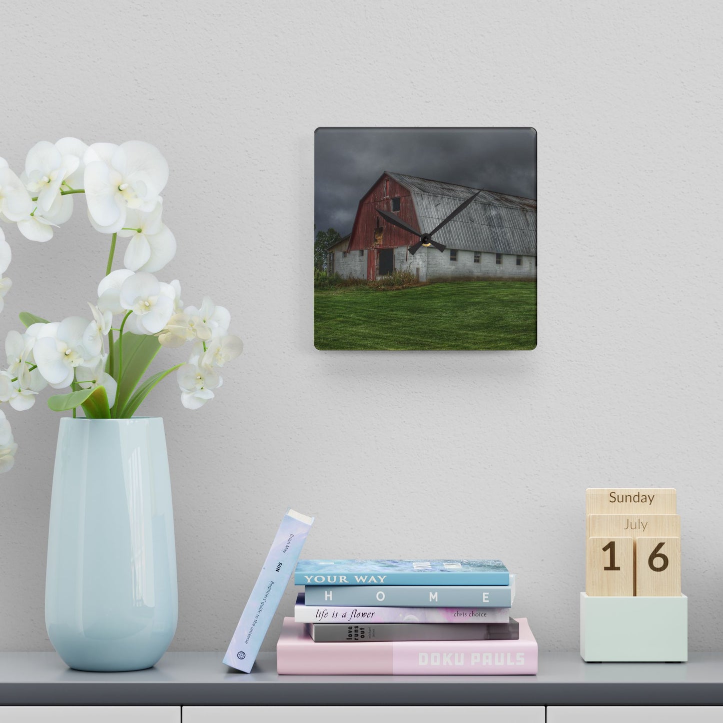 U R There Photography Peters Red Appaloosa II Rustic Farmhouse Acrylic Analog Wall Clock