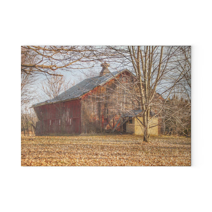 U R There Photography Millington Road Collapsing Red Rustic Farmhouse Tempered-Glass Cutting Board