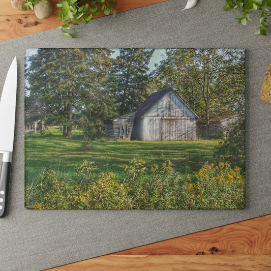 U R There Photography Bowers Road Little White Rustic Farmhouse Tempered-Glass Cutting Board