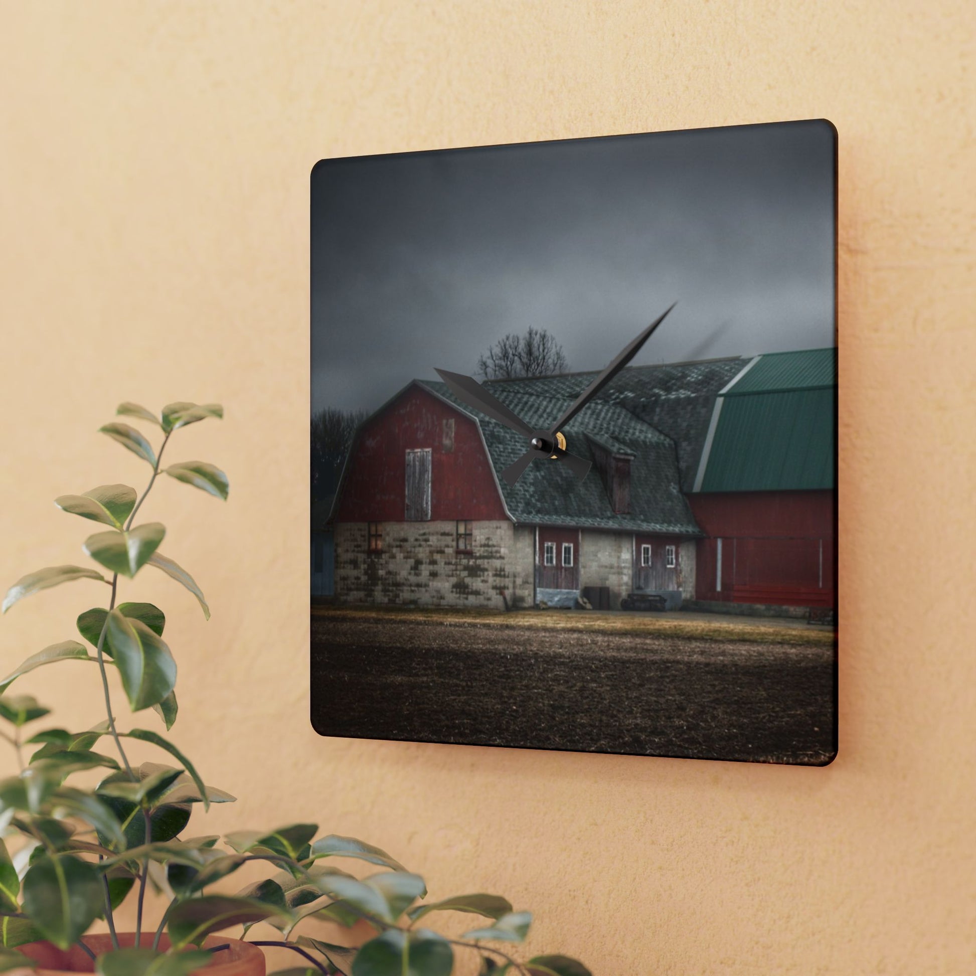 Rustic Farmhouse Wall Clock featuring Arbela Reds