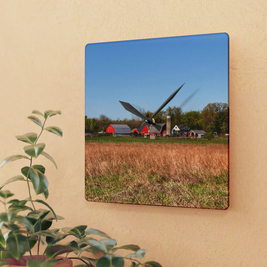U R There Photography East Millington Road Farm Rustic Farmhouse Acrylic Analog Wall Clock
