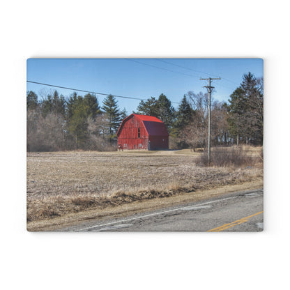 U R There Photography Maple Grove Little Red Rustic Farmhouse Tempered-Glass Cutting Board