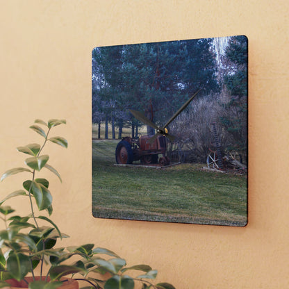 U R There Photography Casey Road Yard Art II Rustic Farmhouse Acrylic Analog Wall Clock
