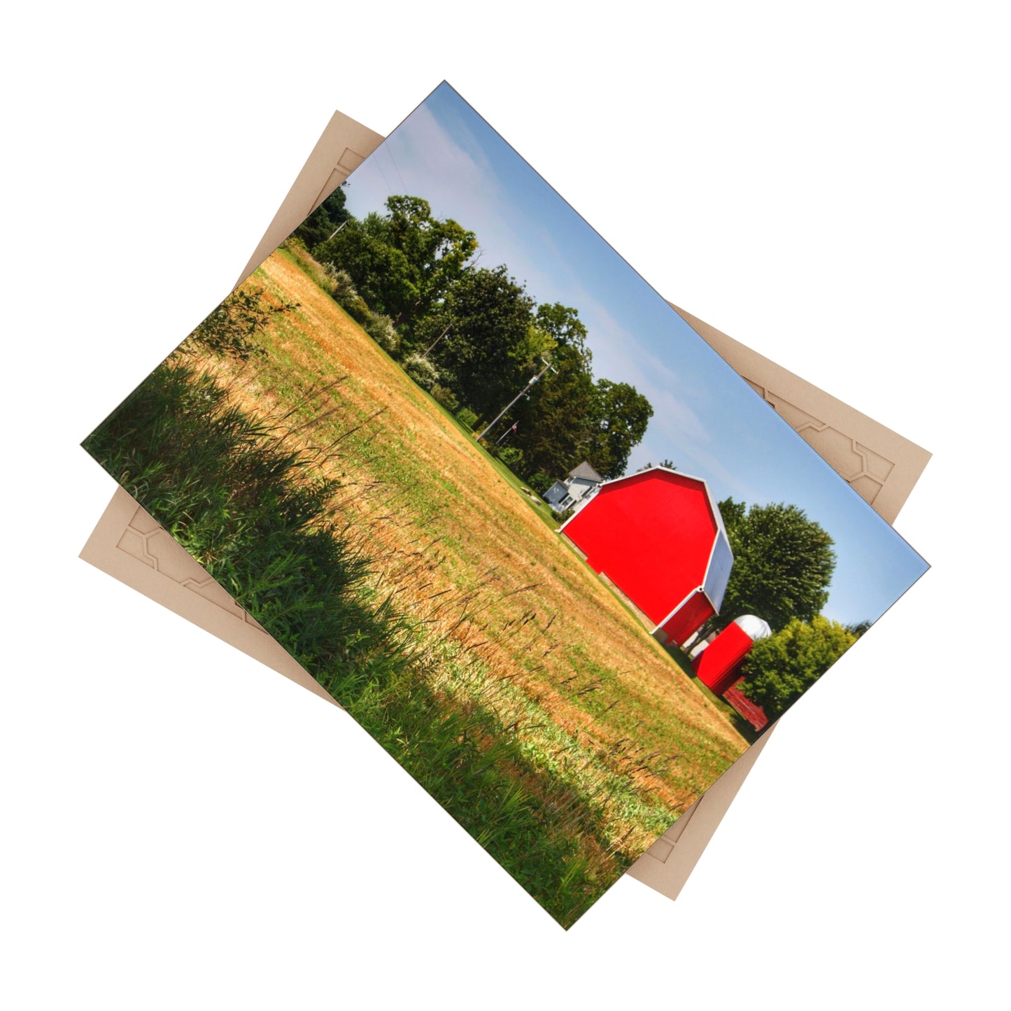 U R There Photography Bristol Road Red and Silo Rustic Farmhouse Decorative Ceramic Tile 6" × 8" Glossy
