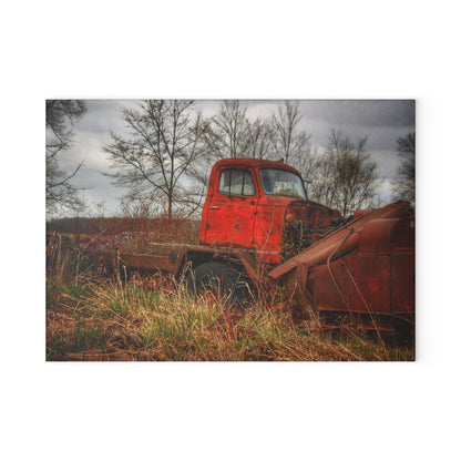 U R There Photography North Gates Road Rusted Red Rustic Farmhouse Tempered-Glass Cutting Board