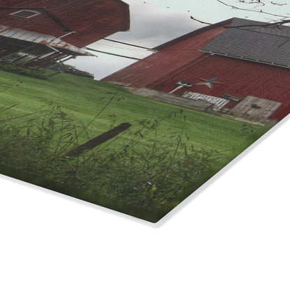 U R There Photography Bishop Road Reds II Rustic Farmhouse Tempered-Glass Cutting Board 8"x 11"