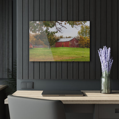 U R There Photography Hill Road Roadside Red Rustic Farmhouse Acrylic Wall Print