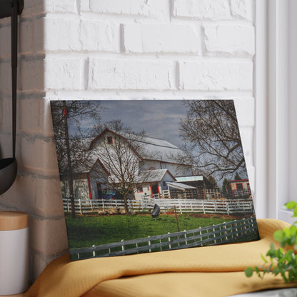 U R There Photography Henderson Whites Rustic Farmhouse Tempered-Glass Cutting Board