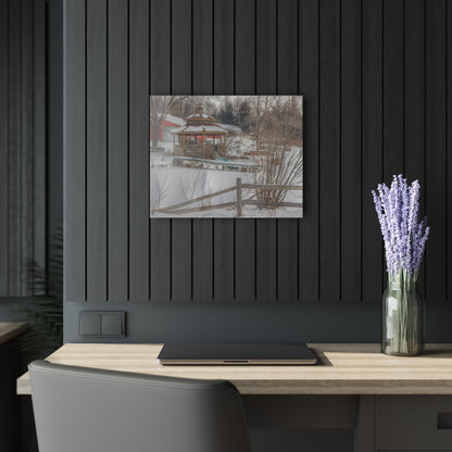 U R There Photography Columbiaville Gazebo in Winter Rustic Farmhouse Acrylic Wall Print