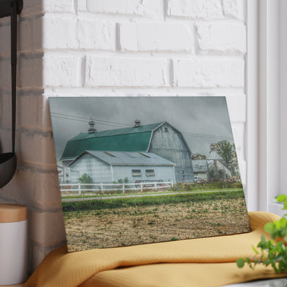 U R There Photography Richville Road Grey II Rustic Farmhouse Tempered-Glass Cutting Board