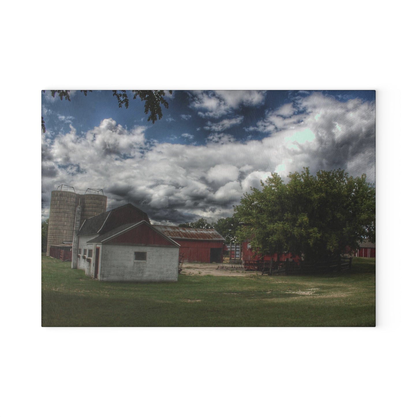 U R There Photography Five Lakes Farm I Rustic Farmhouse Tempered-Glass Cutting Board
