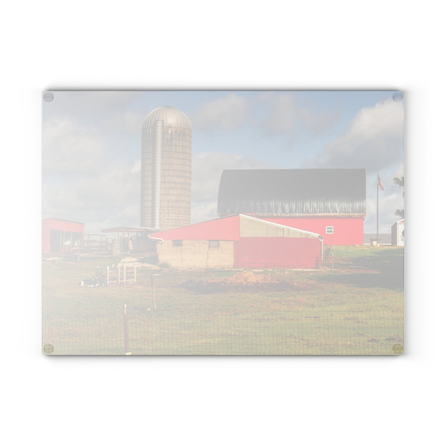 U R There Photography Kingston Checkerboard Farm Rustic Farmhouse Tempered-Glass Cutting Board