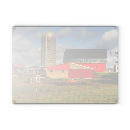 U R There Photography Kingston Checkerboard Farm Rustic Farmhouse Tempered-Glass Cutting Board