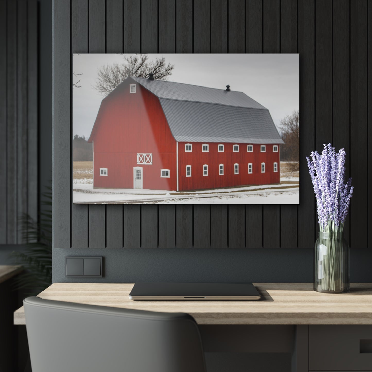 U R There Photography Hollow Corners Red Tree Silo II Rustic Farmhouse Acrylic Wall Print