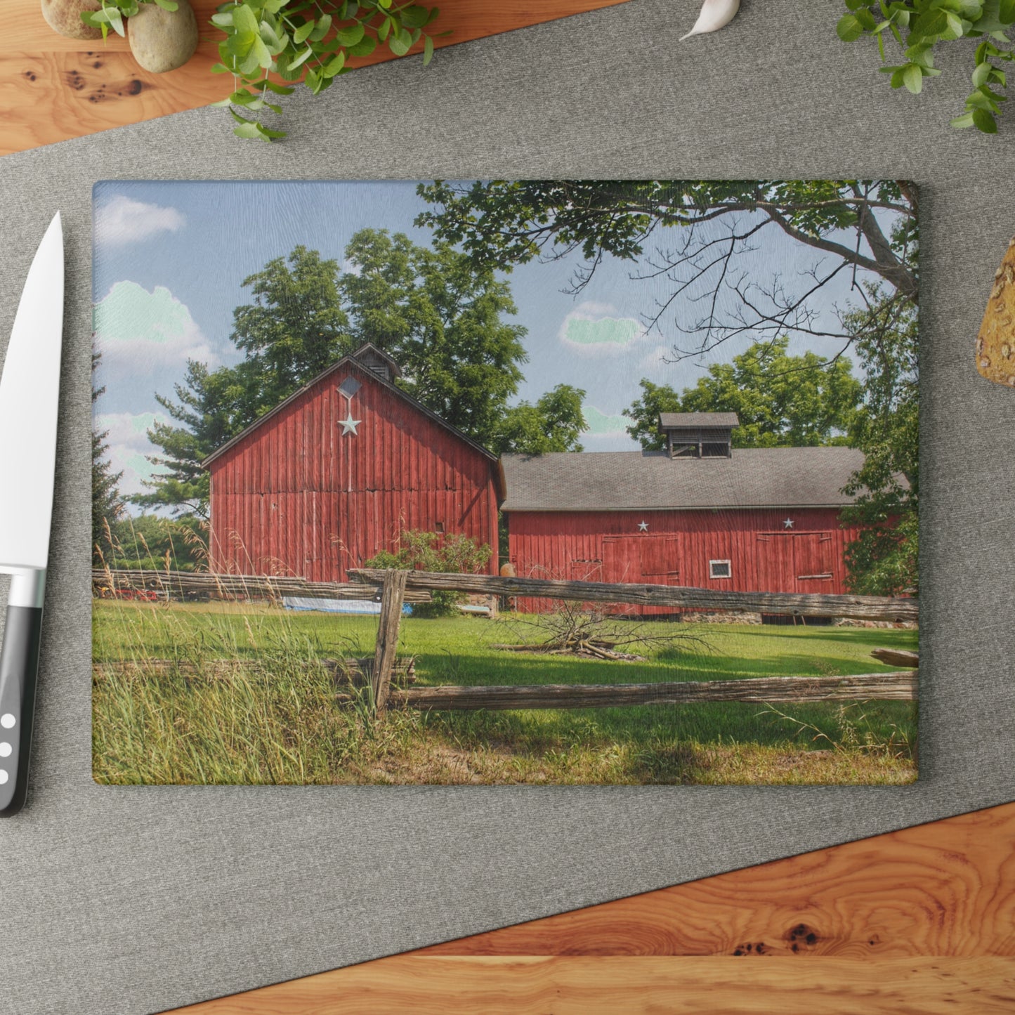 U R There Photography Hollow Corners Star Barn Rustic Farmhouse Tempered-Glass Cutting Board