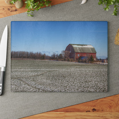 U R There Photography Early Spring Red I Rustic Farmhouse Tempered-Glass Cutting Board