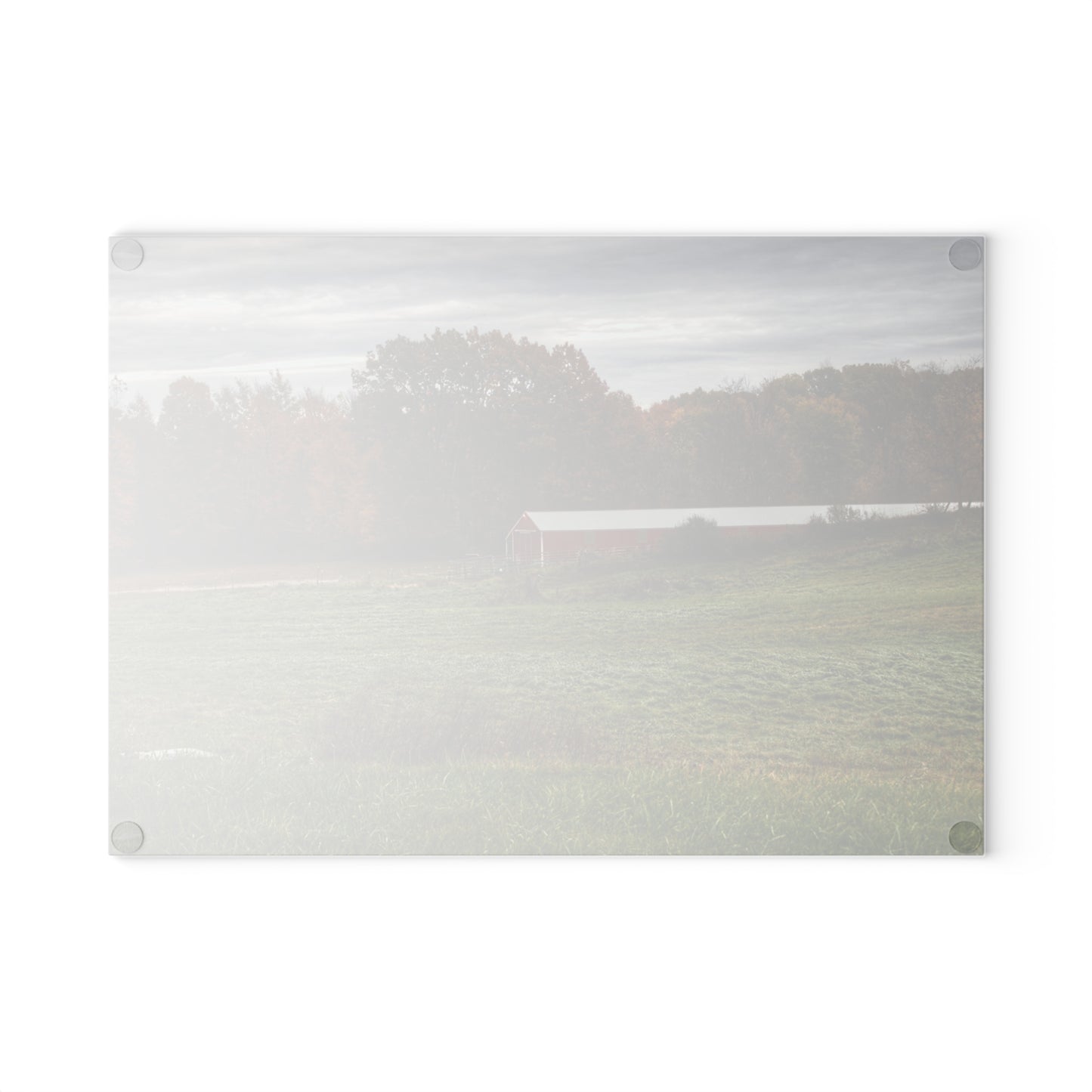 U R There Photography Bronson Lake Hidden Red I Rustic Farmhouse Tempered-Glass Cutting Board