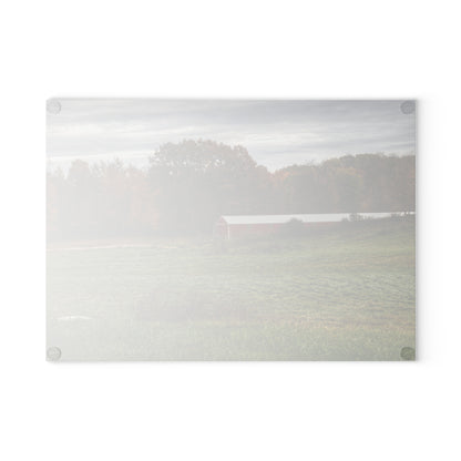 U R There Photography Bronson Lake Hidden Red I Rustic Farmhouse Tempered-Glass Cutting Board