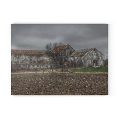 U R There Photography Rusted and Grey on Newark Road Rustic Farmhouse Tempered-Glass Cutting Board