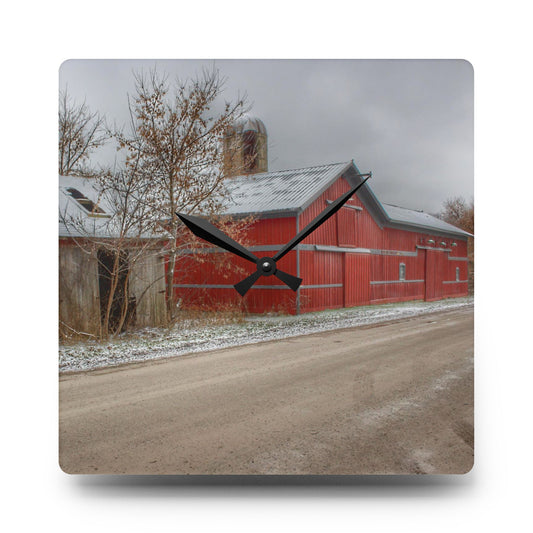 Bordman Roadside Buddies I Rustic Farmhouse Acrylic Analog Wall Clock 10.75'' × 10.75'' (Square)