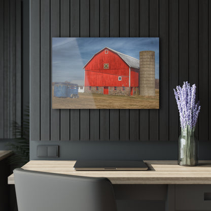 U R There Photography West Brown Road Quilted Red Rustic Farmhouse Acrylic Wall Print