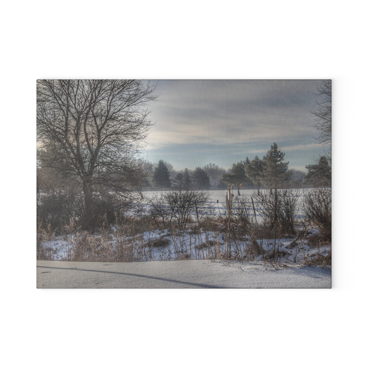 U R There Photography Winter in Mayfield Rustic Farmhouse Tempered-Glass Cutting Board