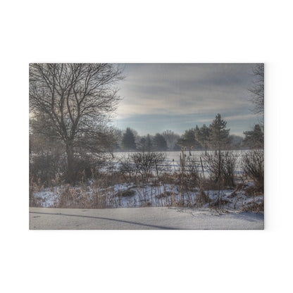 U R There Photography Winter in Mayfield Rustic Farmhouse Tempered-Glass Cutting Board