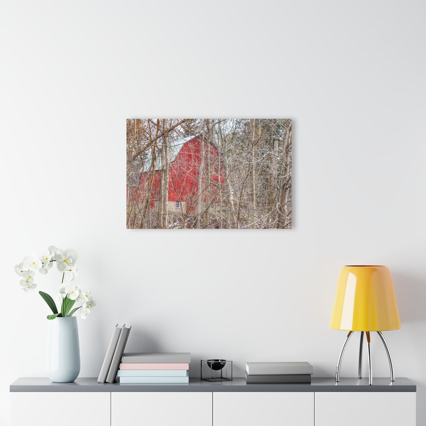 U R There Photography Lake Pleasant Hidden Red Rustic Farmhouse Acrylic Wall Print