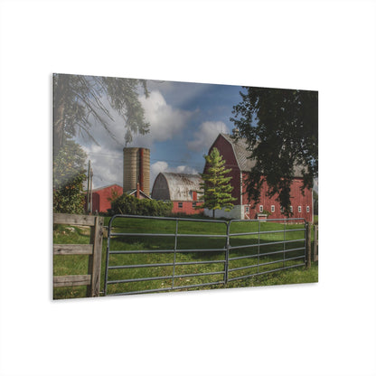 U R There Photography Hough Road Reds and Silo I Rustic Farmhouse Acrylic Wall Print