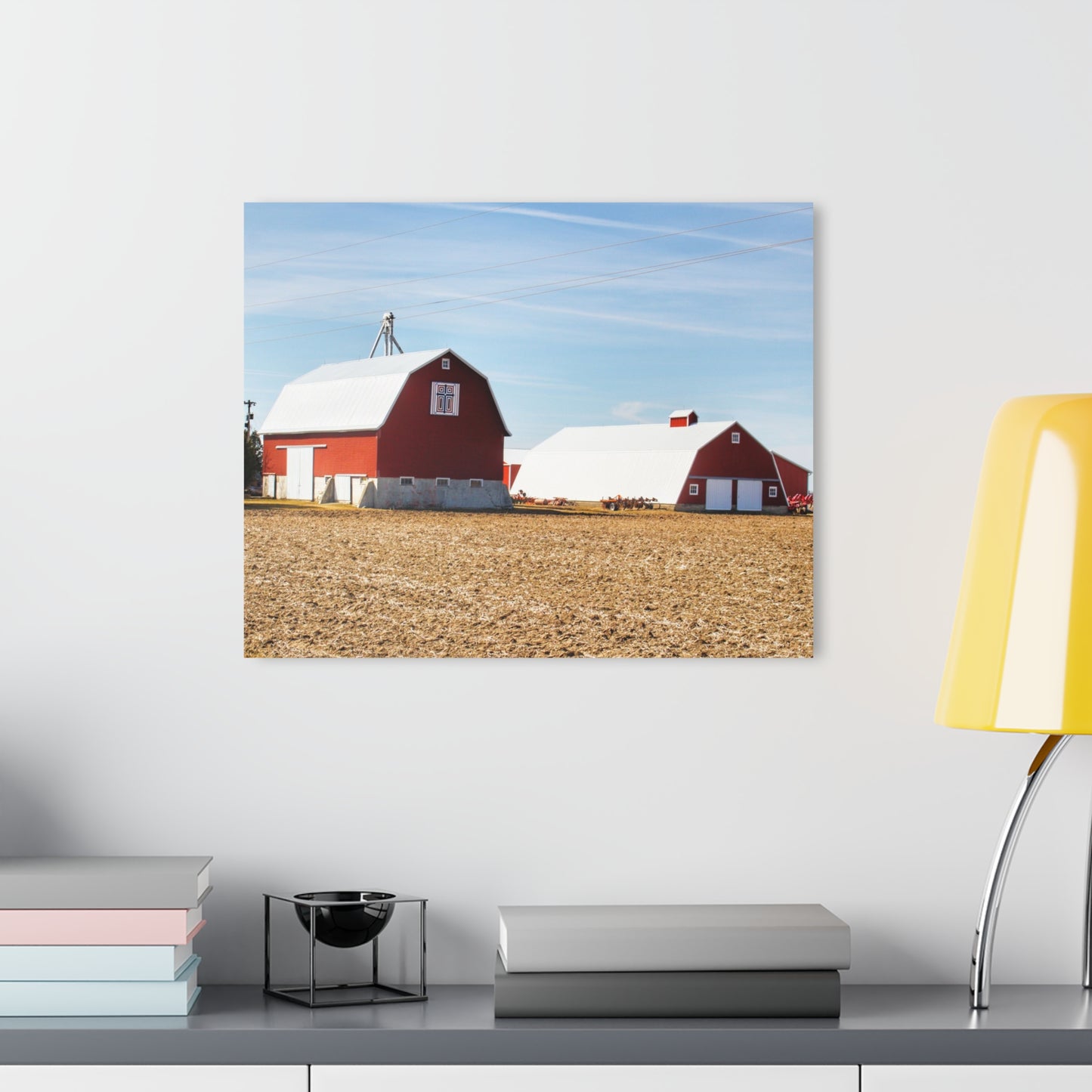U R There Photography French Road Quilted Red Rustic Farmhouse Acrylic Wall Print