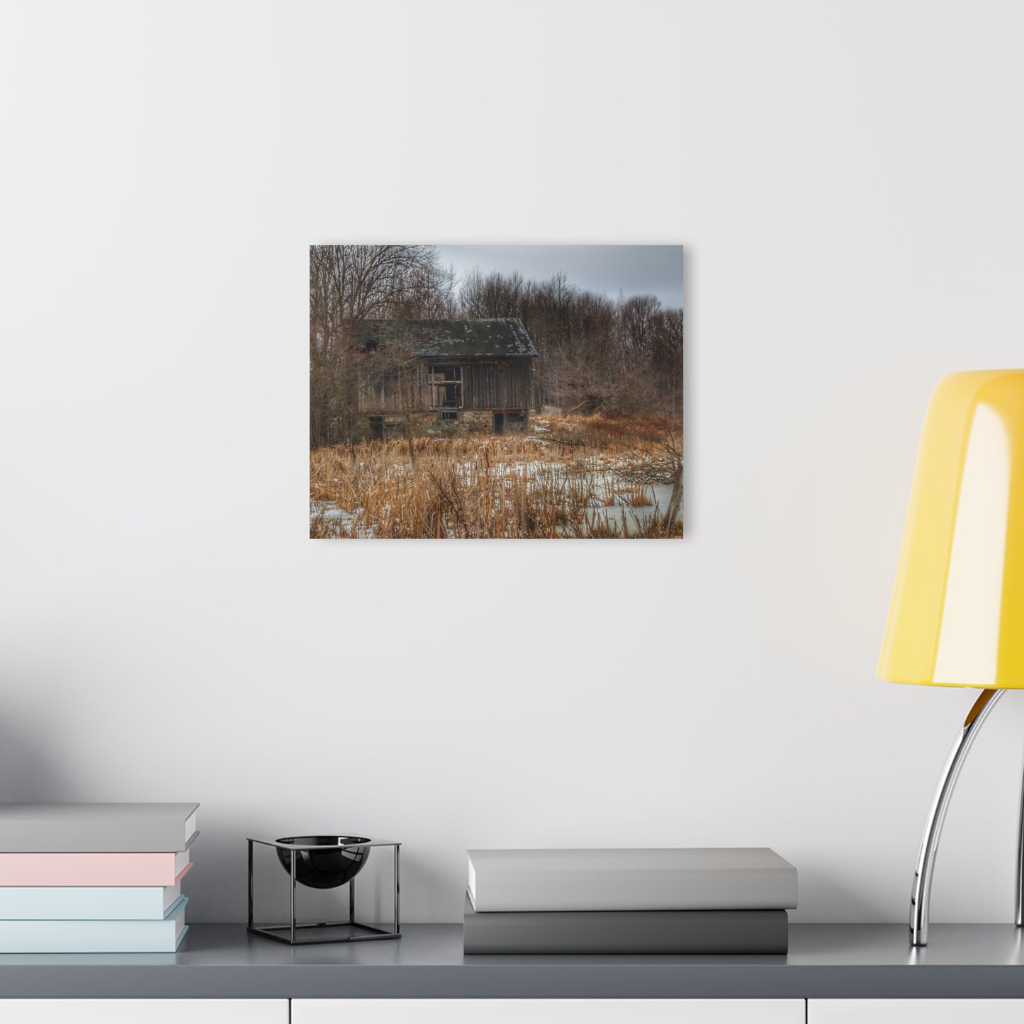 U R There Photography Norway Lake Hidden Grey I Rustic Farmhouse Acrylic Wall Print